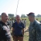 A ceremony. While revealing a new Market Garden monument, a stylish replica of a WACO glider in this matter, PA7HT (Henk) and PAØRBI (Rob) met a colonel of today's 82nd Airborne division - PBØAEZ ©